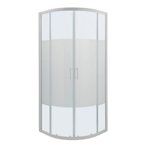 GoodHome Onega Quadrant Frosted effect Shower Enclosure & tray with Corner entry double sliding door (W)800mm (D)800mm