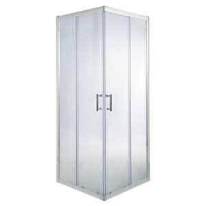 GoodHome Onega Square Clear Shower Enclosure & tray with Corner entry double sliding door (W)900mm (D)900mm