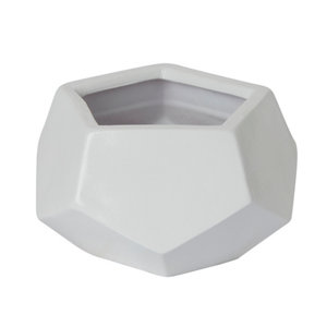 Glazed White Clay Geometric Plant pot