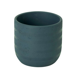 Blue coral Clay Striped Plant pot (Dia)10.2cm