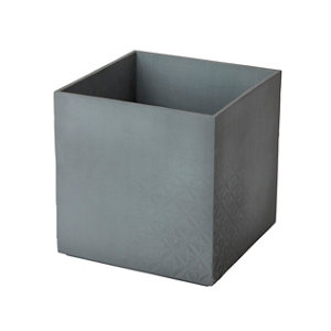 Grey Plastic Concrete effect Square Plant pot (Dia)15.3cm