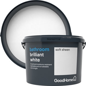 GoodHome Bathroom Brilliant white Soft sheen Emulsion paint  2.5L