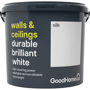 GoodHome Durable White Silk Emulsion paint  5L
