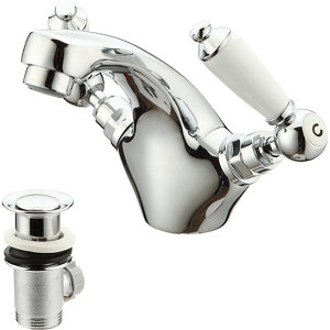 GoodHome Brean 2 lever Chrome-plated Traditional Basin Mono mixer Tap