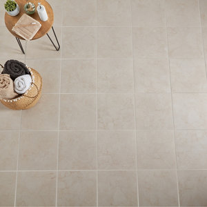 Ideal Beige Matt Marble effect Ceramic Wall & floor Tile  Pack of 13  (L)338mm (W)338mm