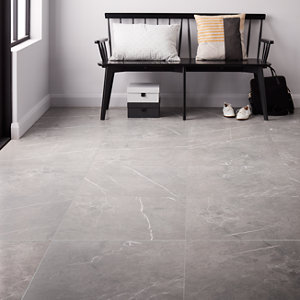 Ultimate Grey Matt Marble effect Porcelain Wall & floor Tile  Pack of 3  (L)595mm (W)595mm