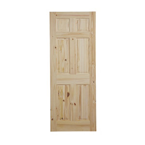 6 panel Knotty pine LH & RH Internal Door (H)2040mm (W)826mm