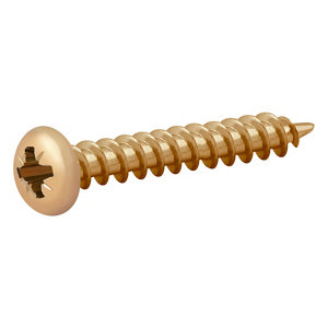 Diall PZ Pan head Yellow-passivated Steel Wood screw (Dia)4mm (L)30mm  Pack of 100