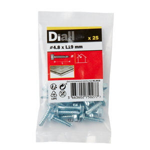 Diall Hex Zinc-plated Carbon steel Screw (Dia)4.8mm (L)19mm  Pack of 25