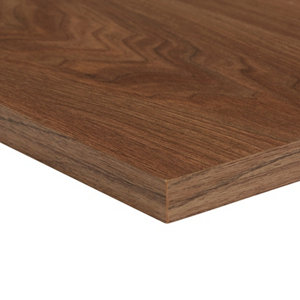 Walnut effect Fully edged Chipboard Furniture board  (L)0.8m (W)200mm (T)18mm