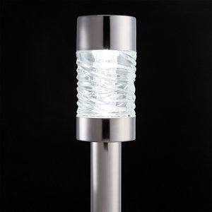 Blooma Gloss Silver effect Solar-powered LED Outdoor Spike light
