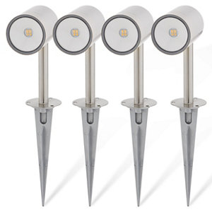 Blooma Candiac Silver effect LED Spike light (D)60mm  Pack of 4