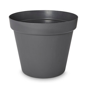 Nurgul Dark grey Plastic Round Plant pot (Dia)70cm