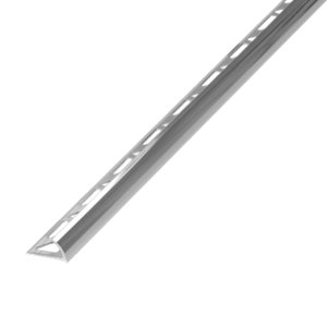 Diall Gloss Chrome effect 6mm Round Aluminium External edge tile trim