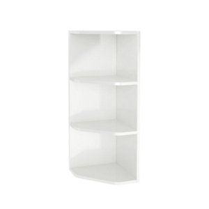GoodHome Imandra White Gloss Glass & wood Corner shelf  (L)340mm (D)360mm