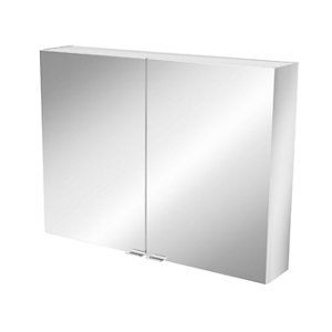 GoodHome Imandra Gloss Compact Double door Mirrored Cabinet (W)800mm (D)600mm