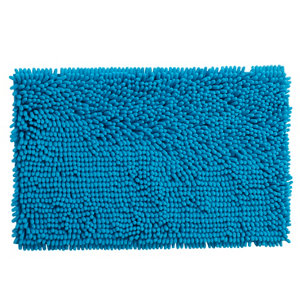Cooke & Lewis Abava Blue Polyester Slip resistant Bath mat (L)800mm (W)500mm