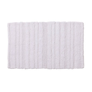 Cooke & Lewis Vorma White Cotton Stripe & Tufty Slip resistant Bath mat (L)800mm (W)500mm