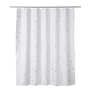 Cooke & Lewis Drawa White & Silver Star Shower curtain (L)1800mm