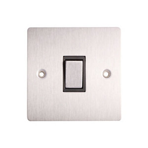 Image of Holder 10A 2 way Brushed stainless steel effect Single Light Switch