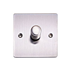 Holder 2 way Single Steel effect Dimmer switch