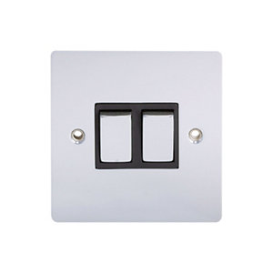 Holder 10A 2 way Polished chrome effect Double Light Switch