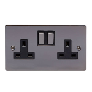 Holder 13A Black Nickel effect Double Switched Socket