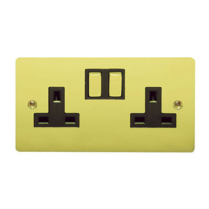 Holder 13A Brass effect Double Switched Socket