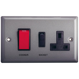 Holder 45A Grey Pewter effect Cooker Switch