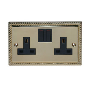 Volex 13A Brass effect Double Switched Socket