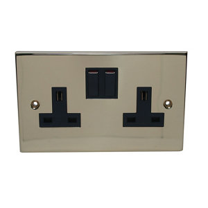 Image of Volex 13A Brass effect Double Switched Socket