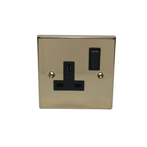 Image of Volex 13A Brass effect Single Switched Socket