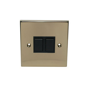 Image of Holder 10A 2 way Polished brass effect Double Light Switch