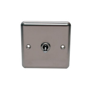 Holder 10A 2 way Brushed stainless steel effect Single Toggle Switch