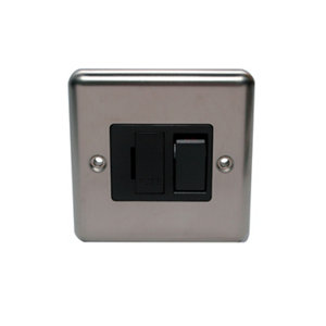 Image of Volex 13A Brushed black stainless steel effect Switched Fused connection unit