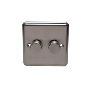 Image of Holder 2 way Double Steel effect Dimmer switch