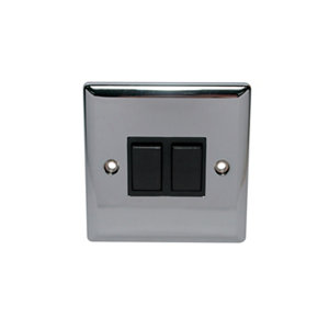 Image of Holder 10A 2 way Polished chrome effect Double Toggle Switch