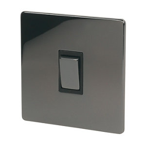Image of Holder 10A 2 way Polished black iridium effect Single Light Switch