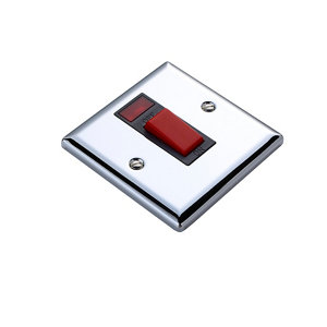 Image of Volex 45A Chrome effect Cooker Switch