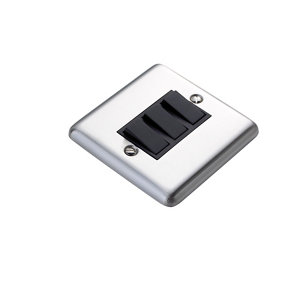 Image of Volex 10A 2 way Brushed stainless steel effect Triple Light Switch