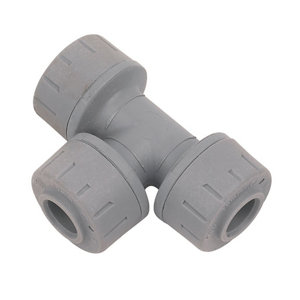 PolyPlumb Grey Push-fit Equal Pipe tee (Dia)10mm x 10mm x 10mm