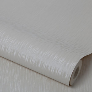 Image of Superfresco Colours Cream & white Silken stria Textured Wallpaper