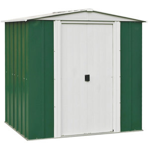 Arrow Greenvale 6x5 Apex Green & white Metal Shed with floor