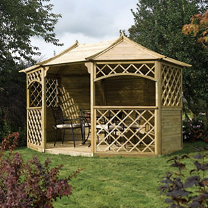 Rowlinson Sandringham Natural Octagonal Gazebo  (W)3.94m (D)3m - Assembly service included