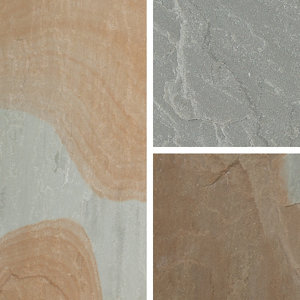 Natural Sandstone Grey blend Paving slab (L)600mm (W)300mm