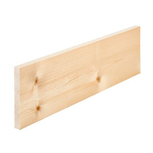 Smooth Planed Square edge Whitewood spruce Timber (L)2.4m (W)169mm (T)18mm  Pack of 4