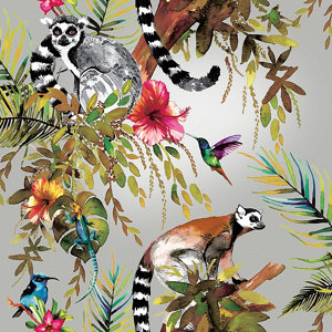 Image of Holden Décor Statement Multicolour Lemur Metallic effect Smooth Wallpaper