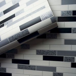 Holden Décor Grey & white Tile Metallic effect Blown Wallpaper