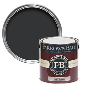 Farrow & Ball Estate Pitch black No.256 Matt Emulsion paint  2.5L