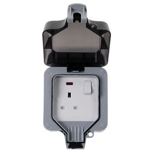 Image of Diall 13A Grey Single Outdoor Switched Socket